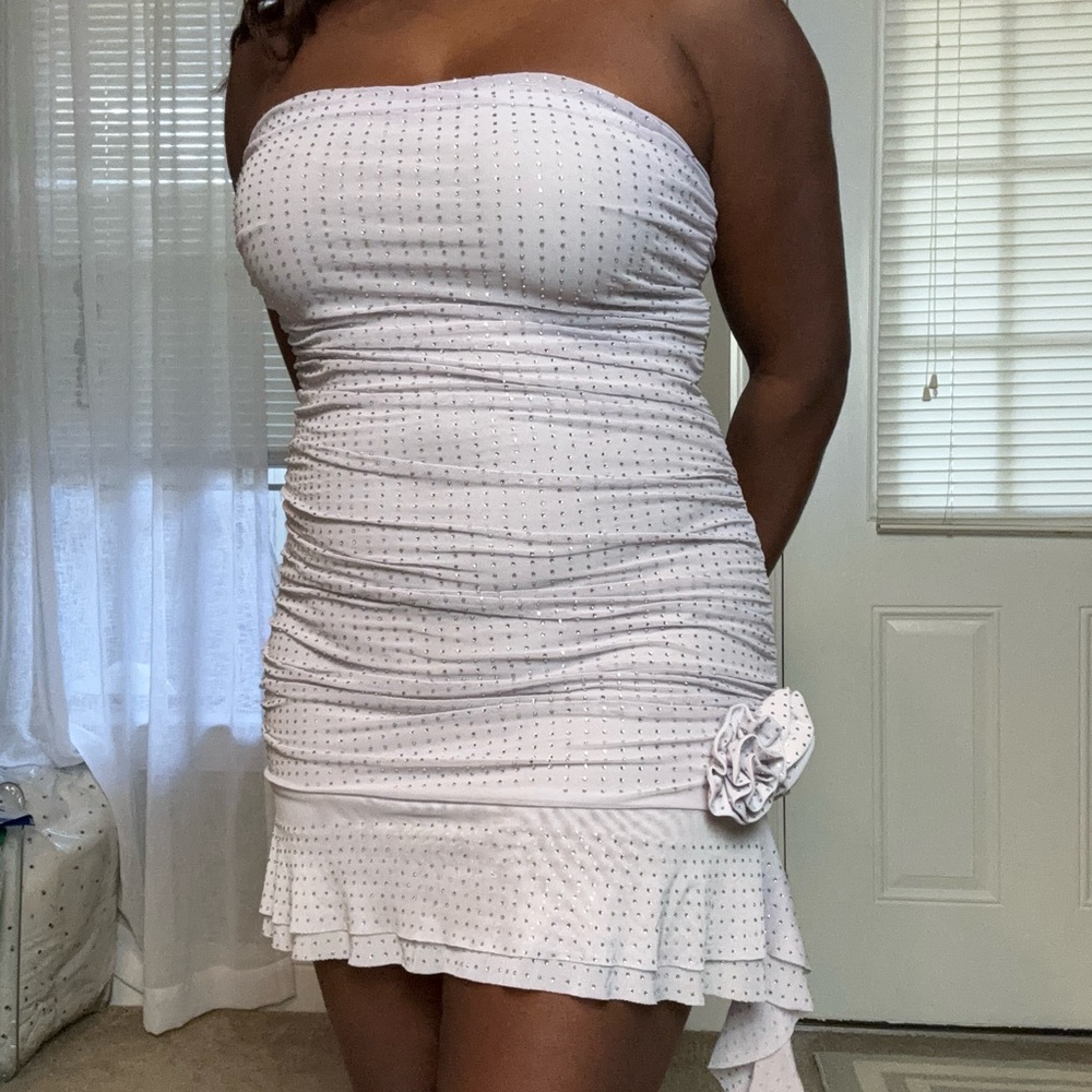 FOREVER 21 purple rhinestone strapless dress